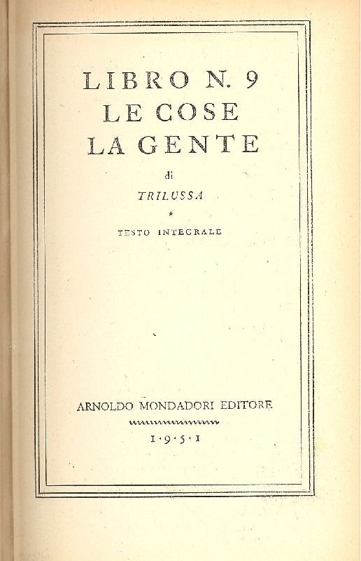 Libro n. 9. Le cose, la gente | Immagine principale