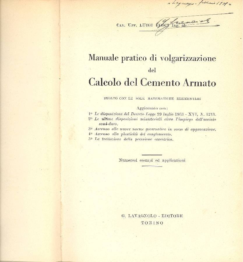Manuale pratico di volgarizzazione del Calcolo del Cemento Armato (Svolto … | Immagine principale