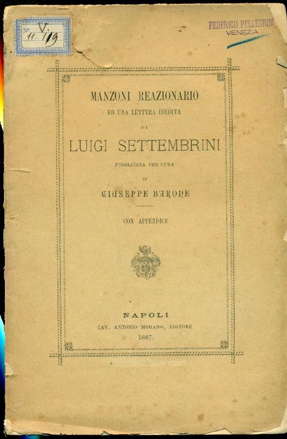 Manzoni reazionario ed una lettera inedita di Luigi Settembrini | Immagine principale