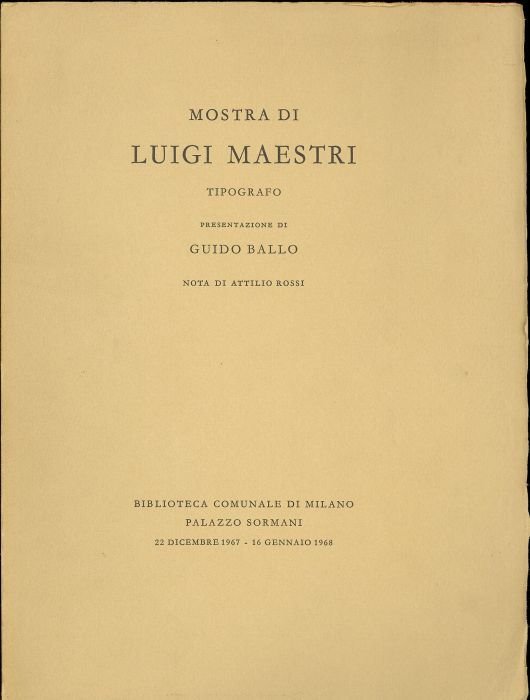 Mostra di Luigi Maestri tipografo | Immagine principale