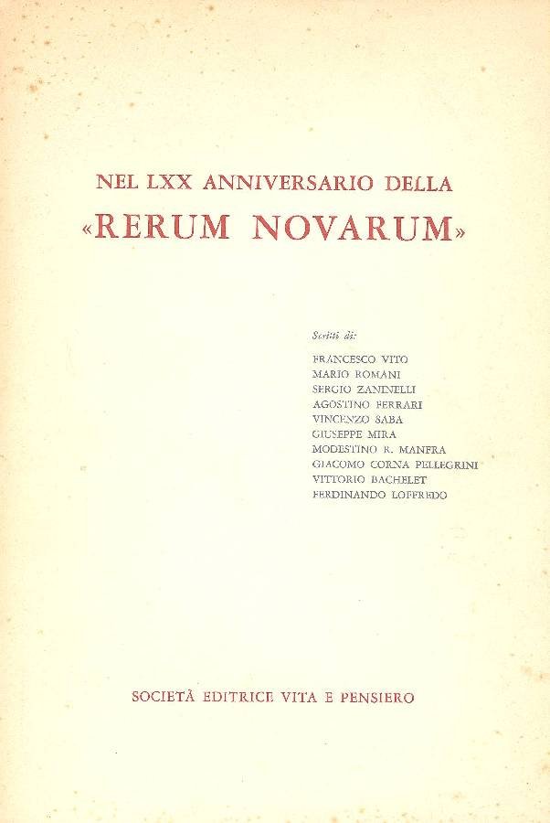 Nel LXX anniversario della &amp;#39;&amp;#39;Rerum Novarum&amp;#39;&amp;#39; | Immagine principale