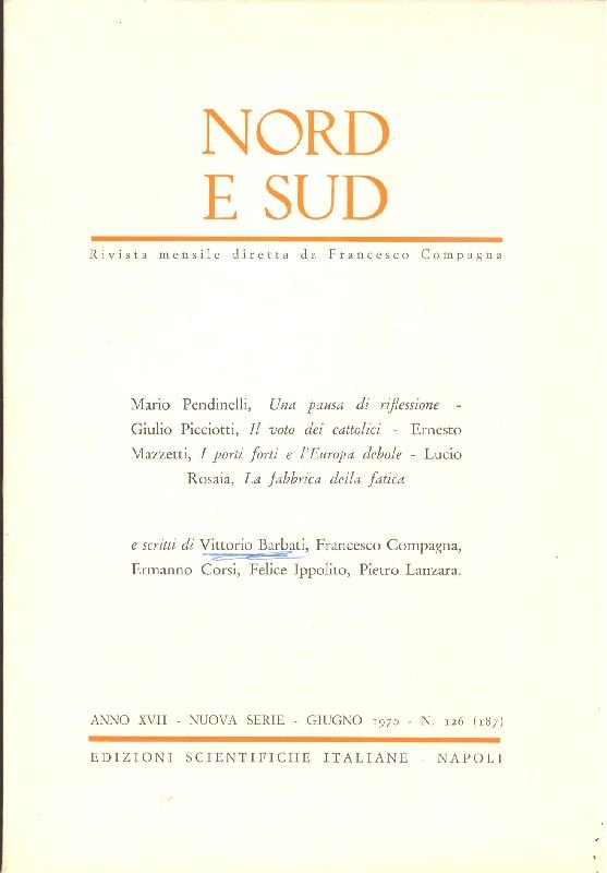 Nord e Sud. Giugno 1970 - N. 126 (187) | Immagine principale