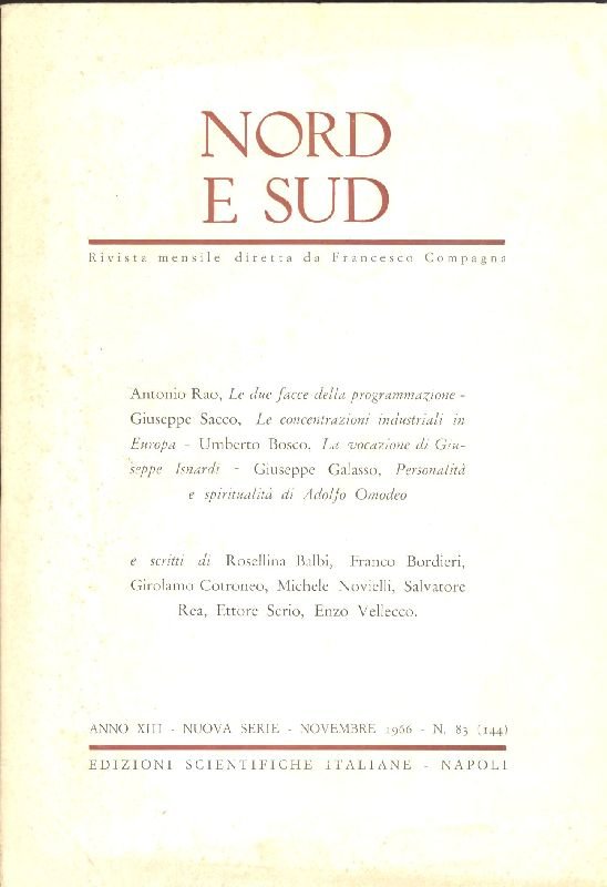 Nord e Sud. Novembre 1966 - N. 83 (144) | Immagine principale