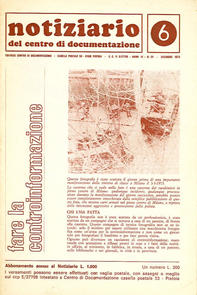 Notiziario del Centro di Documentazione. N. 6. Fare la controinformazione | Immagine principale