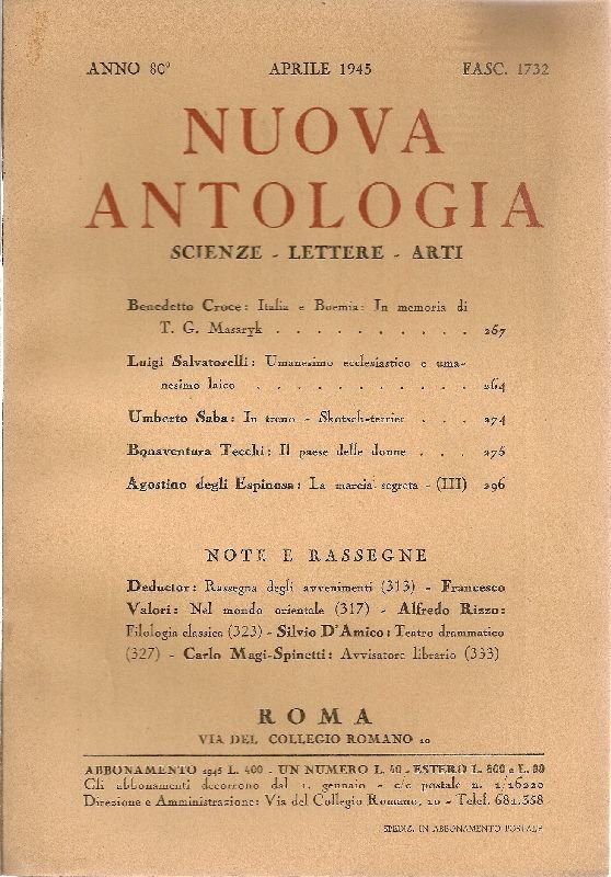 Nuova Antologia. Aprile 1945, Anno 80, Fascicolo 1732 | Immagine principale