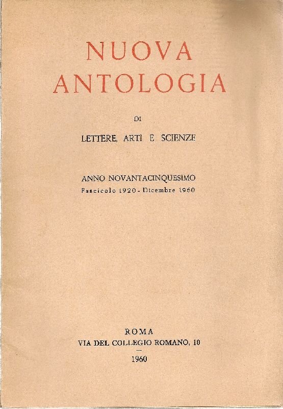Nuova Antologia. Dicembre 1960, Anno 95, Fascicolo 1920 | Immagine principale