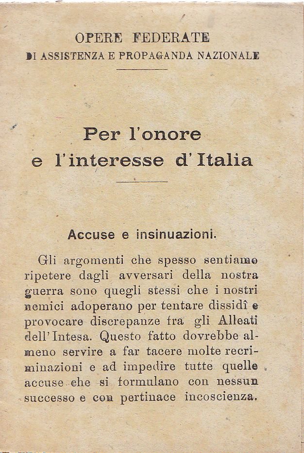 Per l&amp;#39;onore e l&amp;#39;interesse d&amp;#39;Italia | Immagine principale