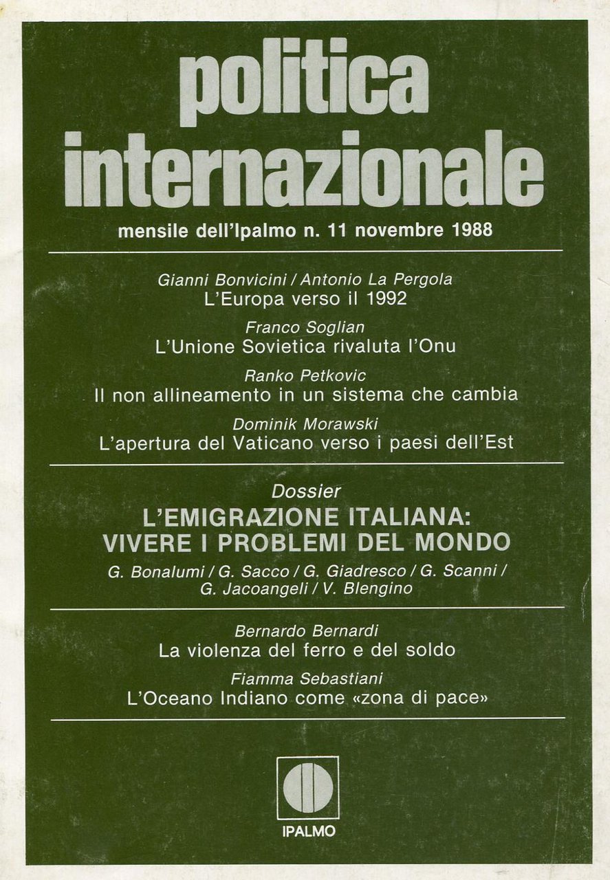 Politica Internazionale. Mensile dell'IPALMO. Annata completa 1988 | Immagine principale