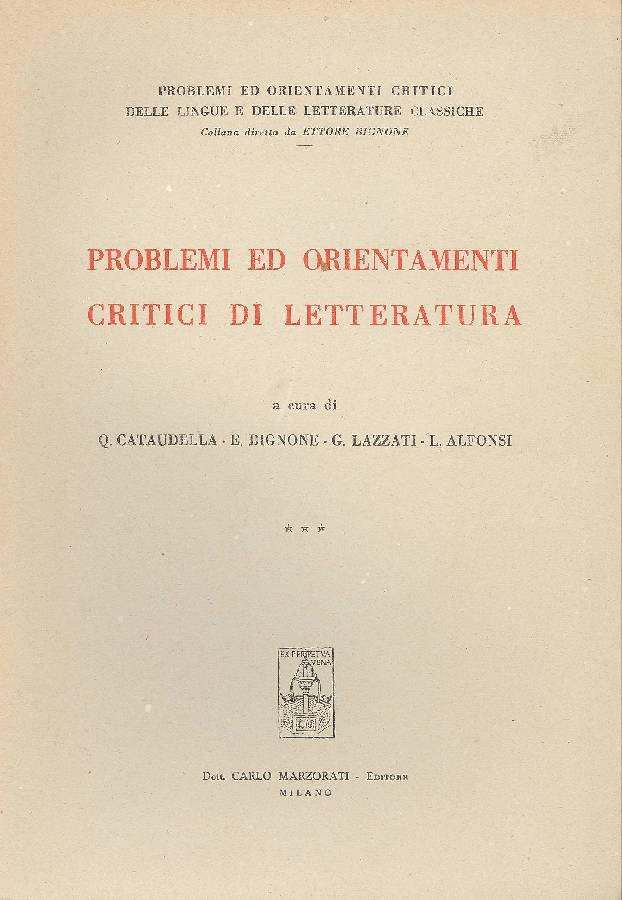 Problemi ed orientamenti critici di letteratura | Immagine principale