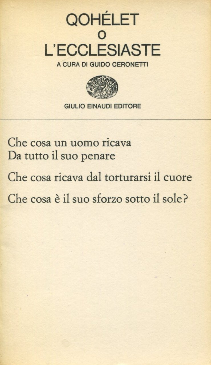 Qohélet o l'Ecclesiaste | Immagine principale