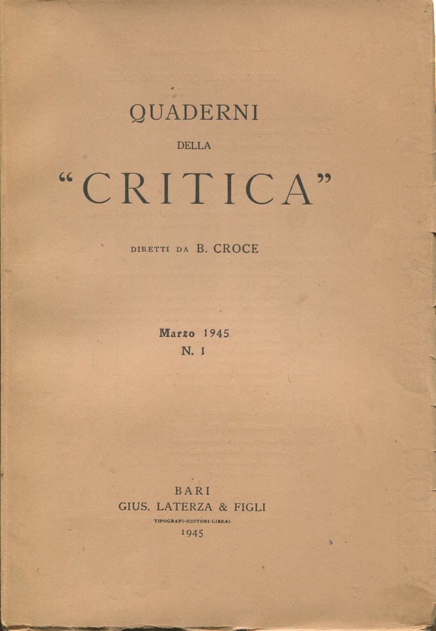 Quaderni della "Critica". Marzo 1945 - Settembre 1951. Tutto il … | Immagine principale