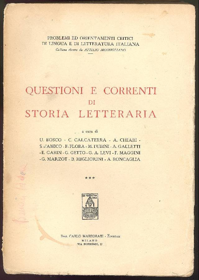 Questioni e correnti di storia letteraria | Immagine principale