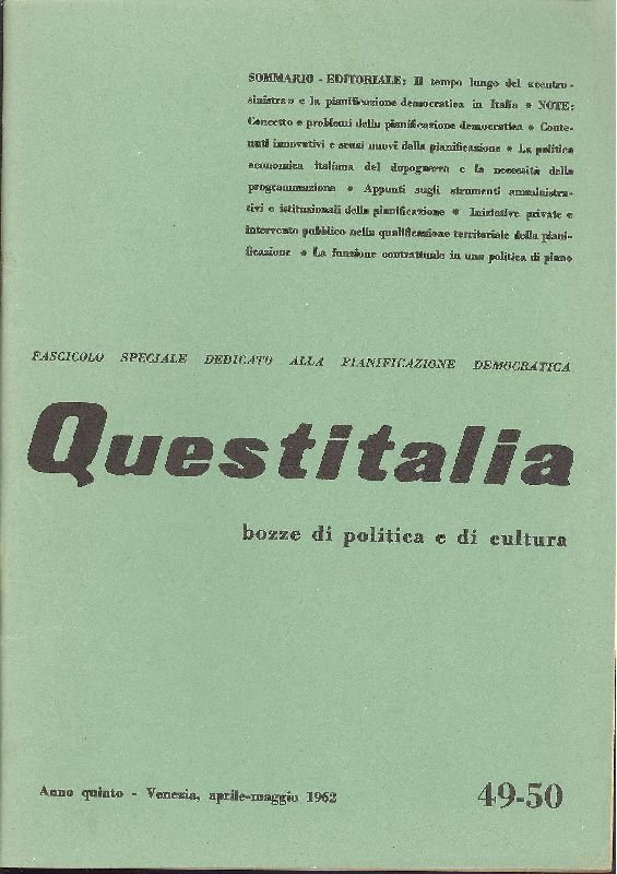 Questitalia. Anno 5, Aprile-Maggio 1962, Numero 49-50 | Immagine principale