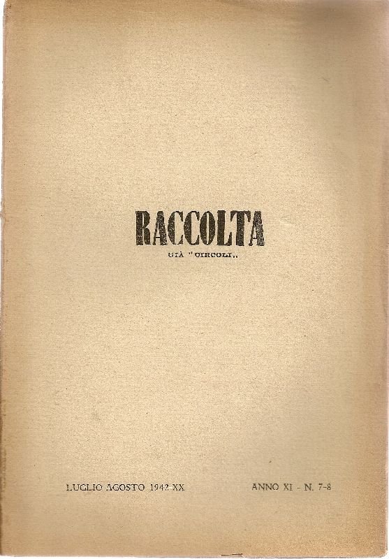 Raccolta. Rivista mensile di cultura e di politica | Immagine principale