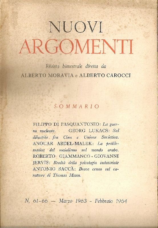 Rivista bimestrale diretta da Alberto Moravia e Alberto Carocci | Immagine principale