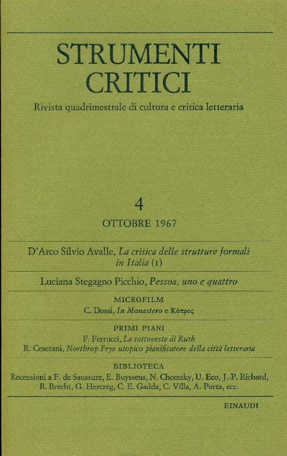 Strumenti Critici. Rivista quadrimestrale di cultura e critica letteraria diretta … | Immagine principale