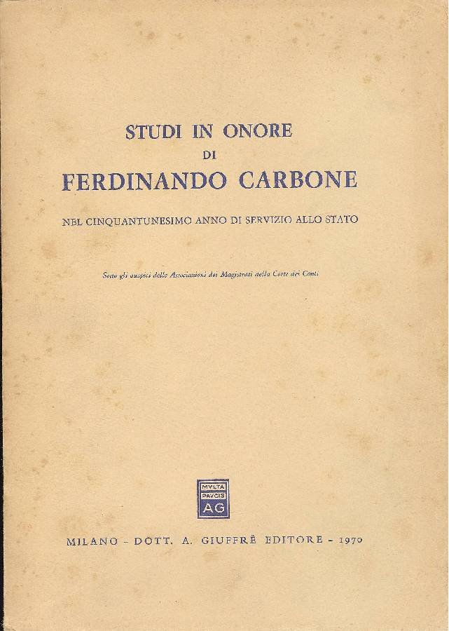 Studi in onore di Ferdinando Carbone. Nel cinquantunesimo anno di … | Immagine principale