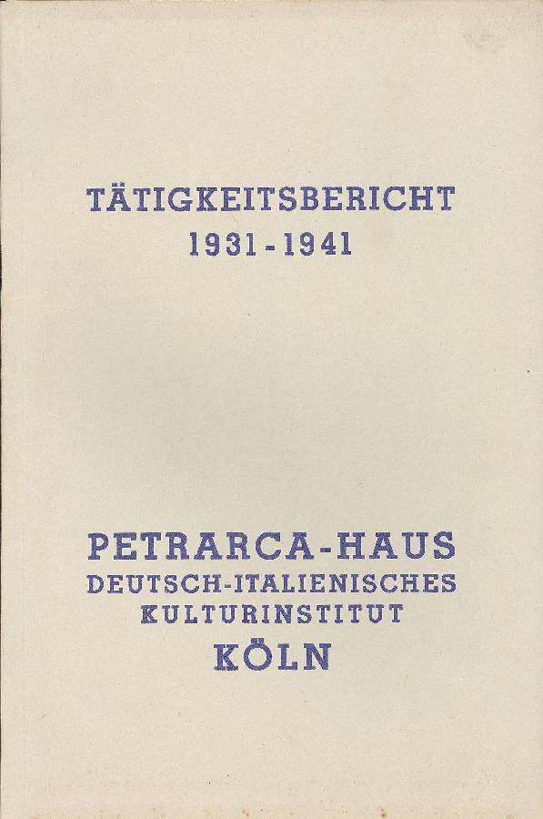 Tatigkeitsbericht 1931-1941 | Immagine principale