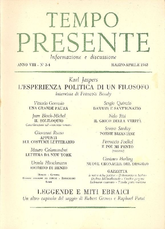 Tempo Presente. Marzo-Aprile 1936, Anno VIII, N. 3-4 | Immagine principale