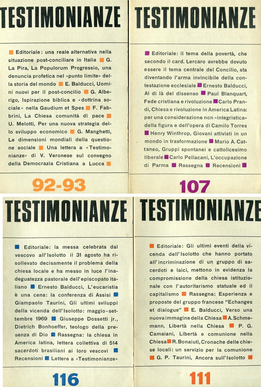 Testimonianze. Quaderni mensili | Immagine principale