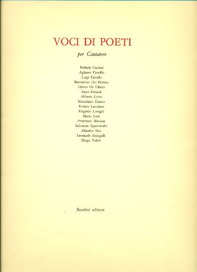 Voci di poeti per Cantatore | Immagine principale