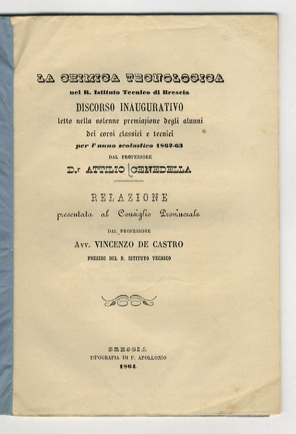 [1] La chimica tecnologica nel R. Istituto Tecnico di Brescia. … | Immagine principale