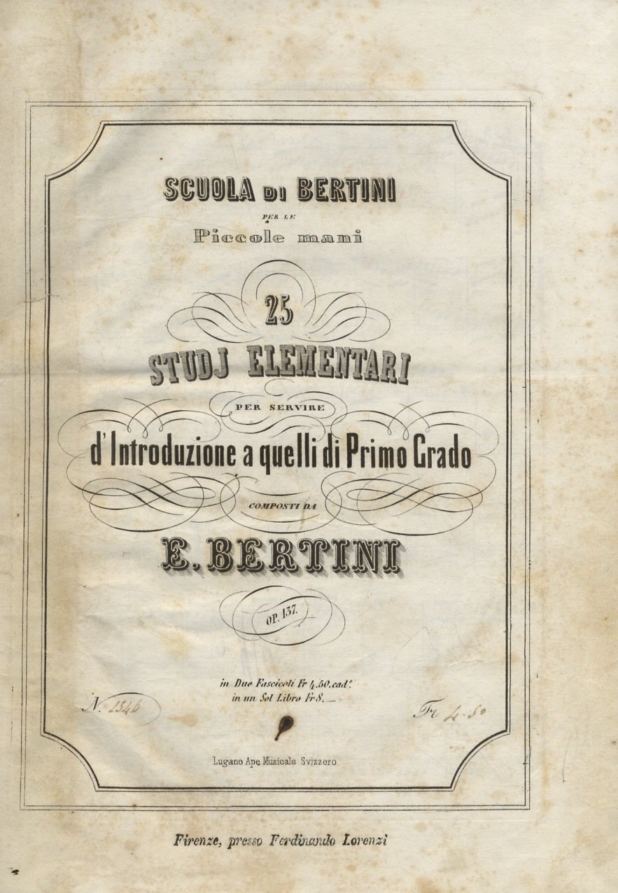 25 studj elementari [per pianoforte] per servire d'introduzione a quelli …