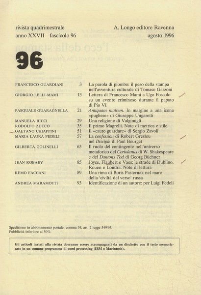 Lettore (Il) di provincia. Rivista trimestrale. Direttore Tino Dalla Valle. … | Immagine principale