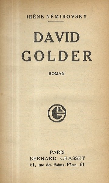 David Golder. Roman.