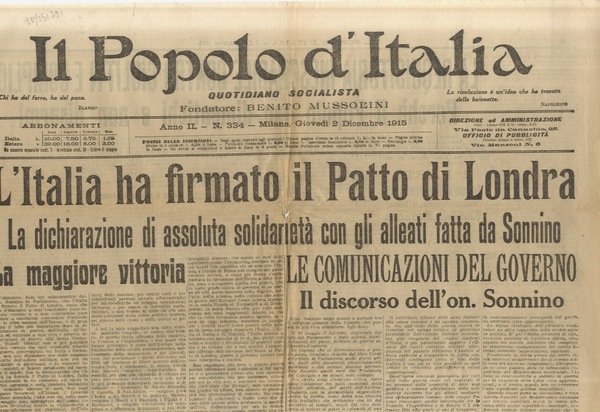 POPOLO (IL) d'Italia. Quotidiano socialista. Fondatore Benito Mussolini. Anno II. …