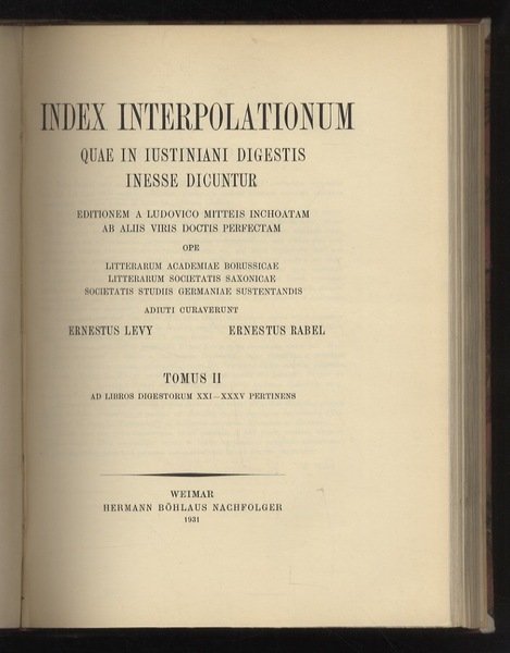 Index interpolationum quae in Iustiniani Digestis inesse dicuntur. Editionem a … | Immagine Gallery 3
