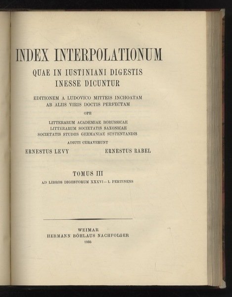 Index interpolationum quae in Iustiniani Digestis inesse dicuntur. Editionem a … | Immagine Gallery 4
