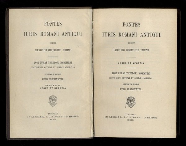 Fontes iuris romani antiqui. Pars prior: Leges et negotia - …