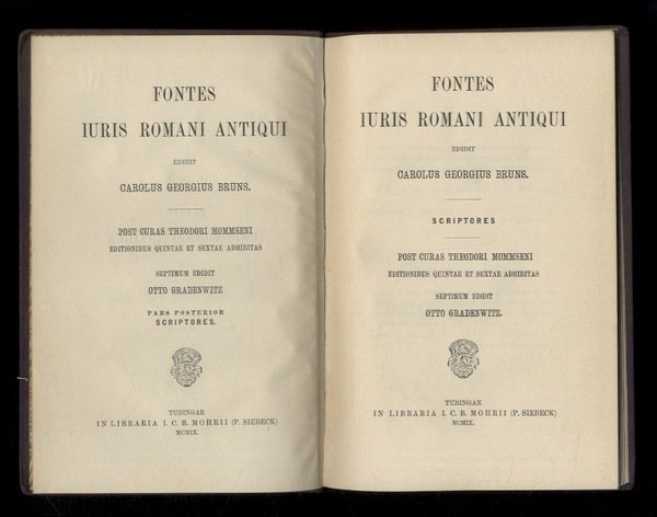 Fontes iuris romani antiqui. Pars prior: Leges et negotia - …