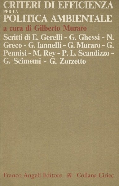 Criteri di efficienza per la politica ambientale. A cura di … | Immagine principale