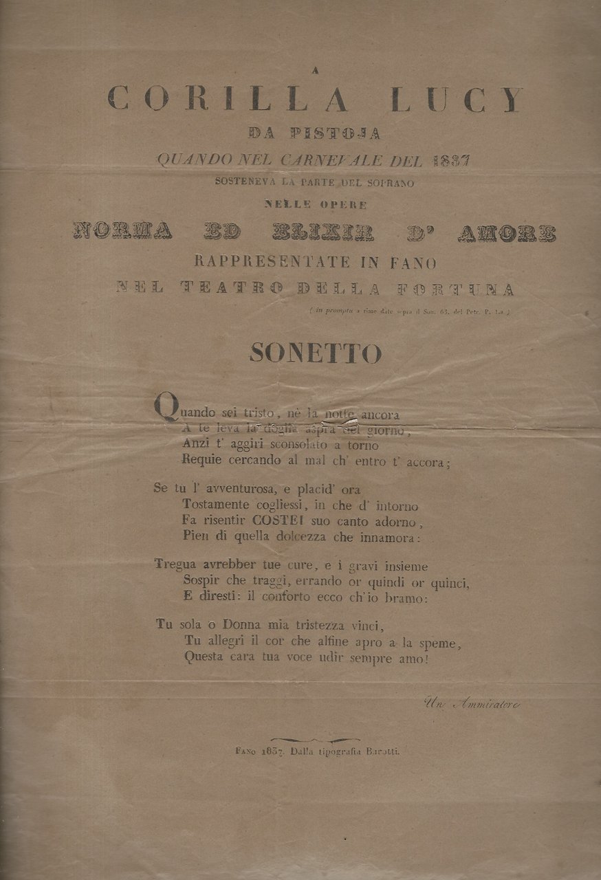A CORILLA Lucy da Pistoja quando nel carnevale 1837 sosteneva …
