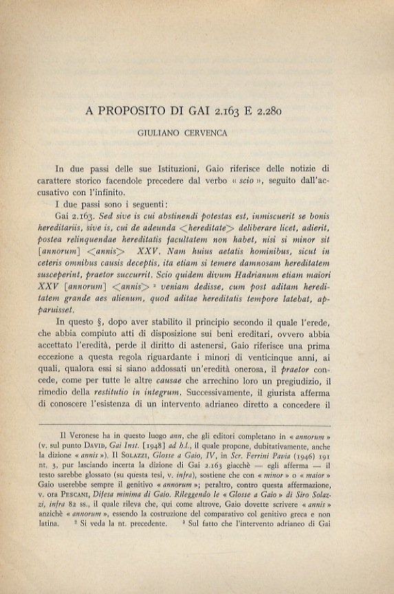 A proposito di Gai 2.163 e 2.280.