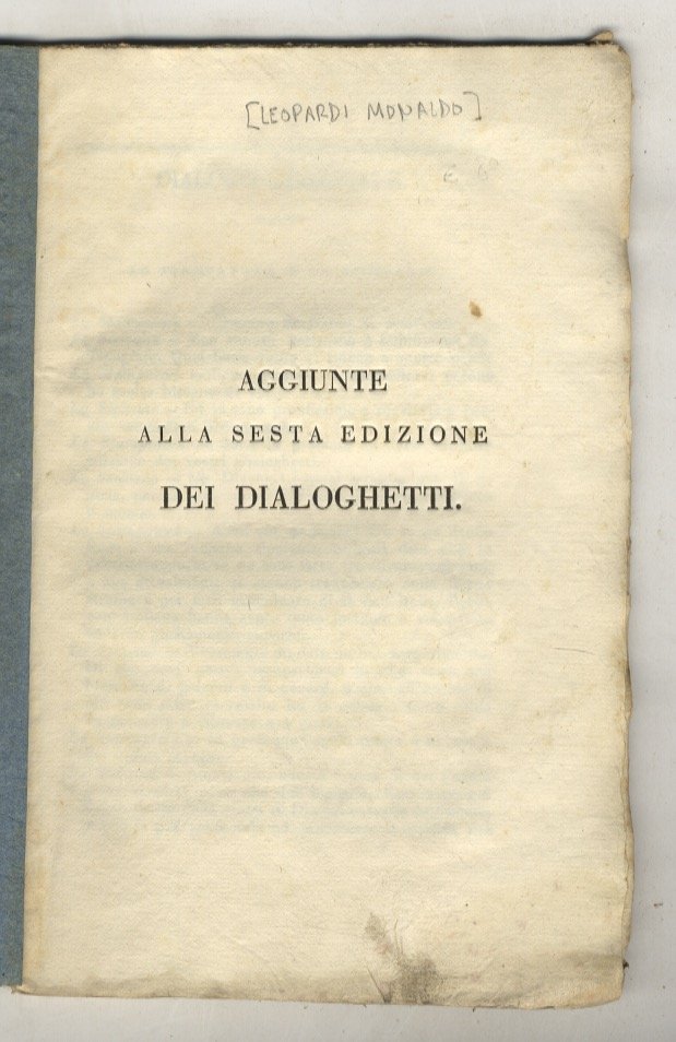 Aggiunte alla sesta edizione dei Dialoghetti. | Immagine principale