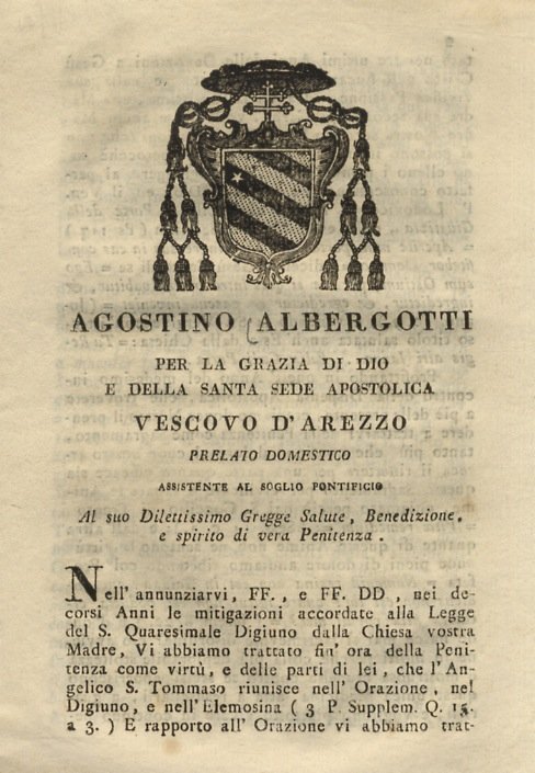 Agostino Albergotti, per la grazia di Dio e della Santa …