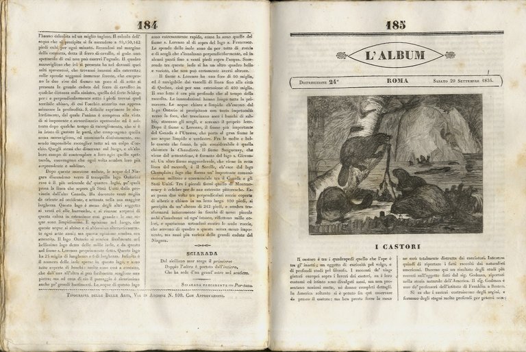 ALBUM (L'). Giornale letterario e di belle arti. Anno primo. …