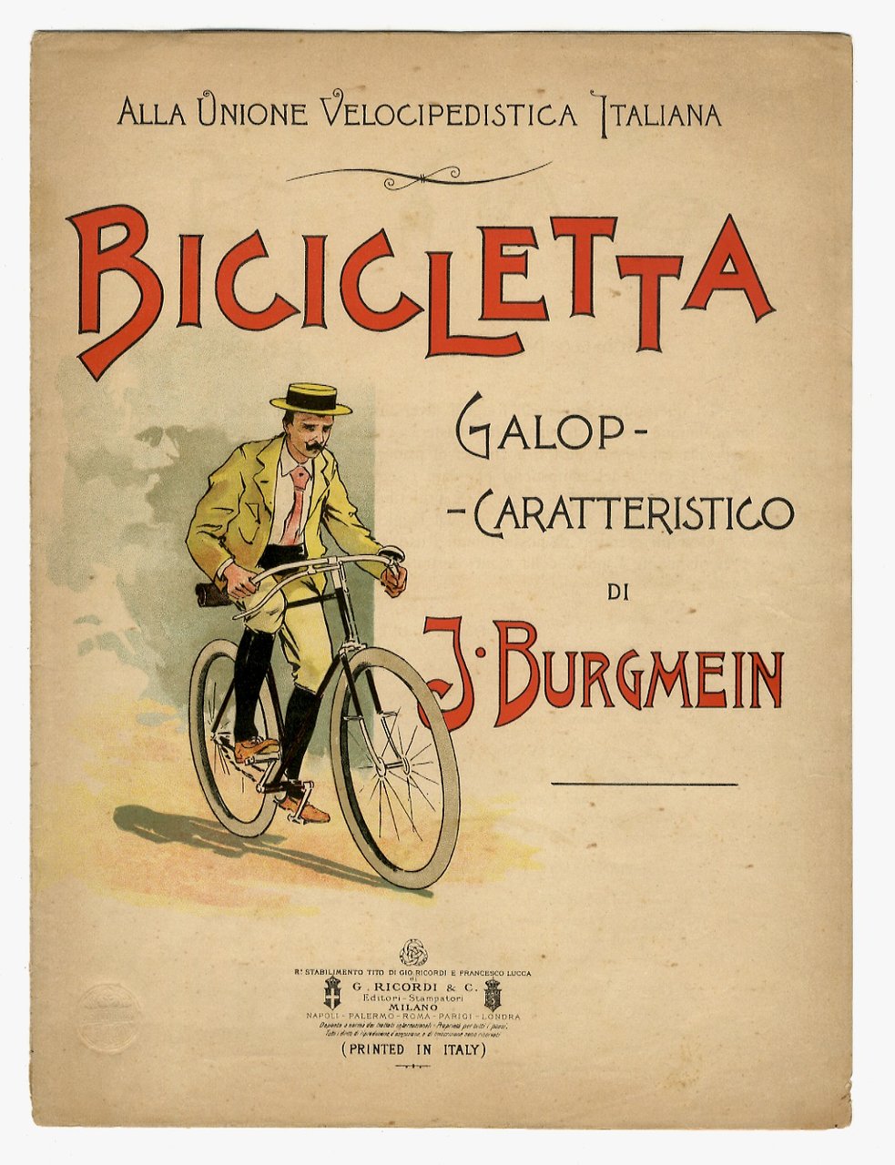 All'Unione velocipedistica italiana. Bicicletta. Galop caratteristico di J. Burgmein.
