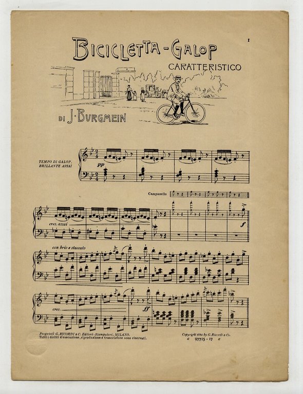 All'Unione velocipedistica italiana. Bicicletta. Galop caratteristico di J. Burgmein.