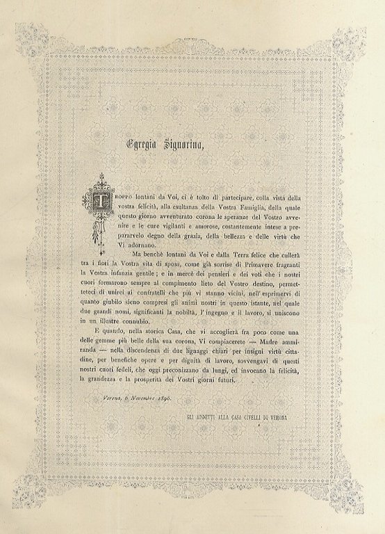 ALLA colta e gentile signorina Paola Corinna Civelli il giorno …