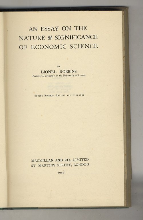 An essay on the nature & significance of economic science. … | Immagine Gallery 2