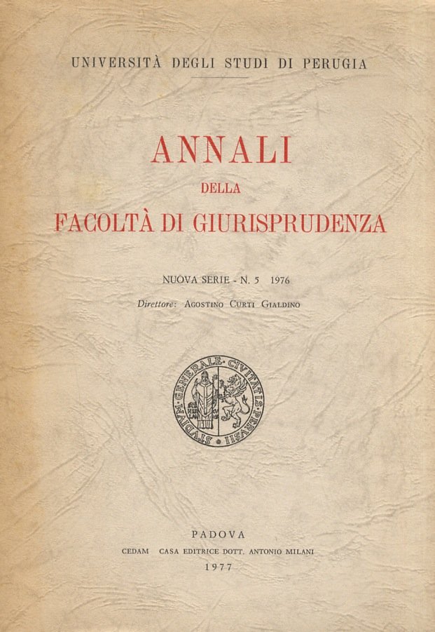 Annali della facoltà di Giurisprudenza. Nuova serie - N. 5 …