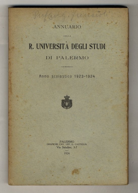 ANNUARIO della R. Università degli Studi di Palermo. Anno accademico …