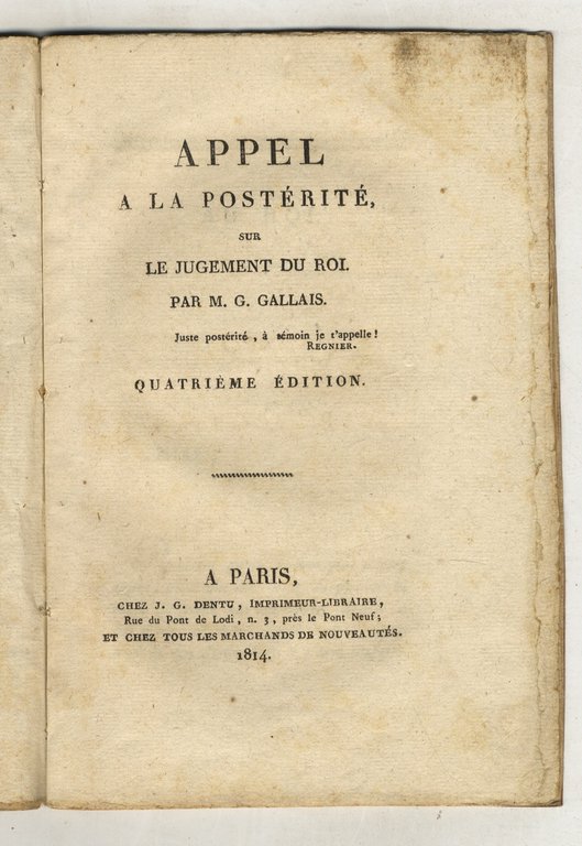 Appel a la postérité, sur le jugement du Roi. Quatrième … | Immagine Gallery 2