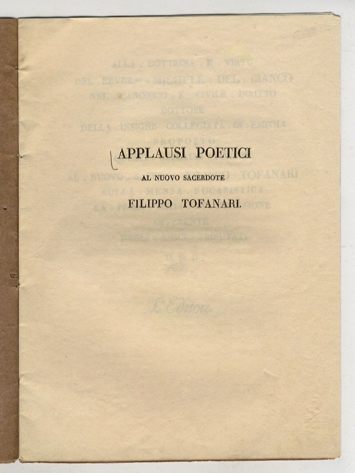 APPLAUSI poetici al nuovo sacerdote Filippo Tofanari. | Immagine principale