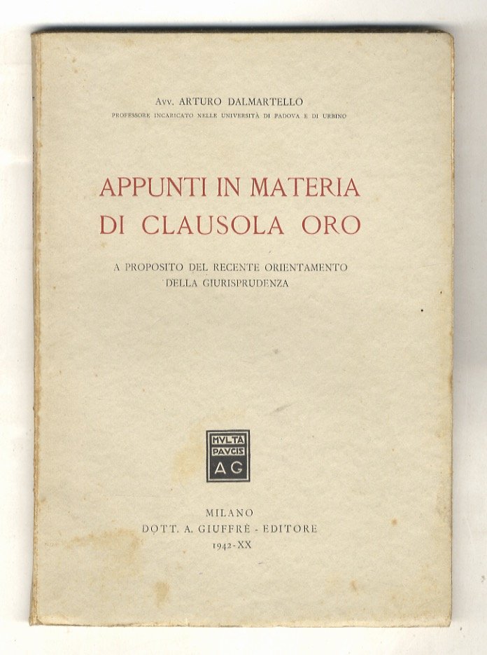 Appunti in materia di clausola oro. A proposito del recente … | Immagine principale