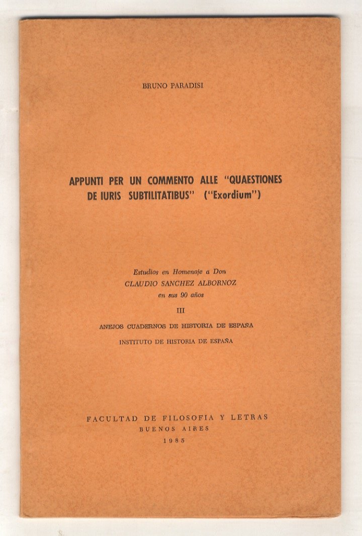 Appunti per un commento alle “Quaestiones de iuris subtilitatibus”. (“Exordium”).
